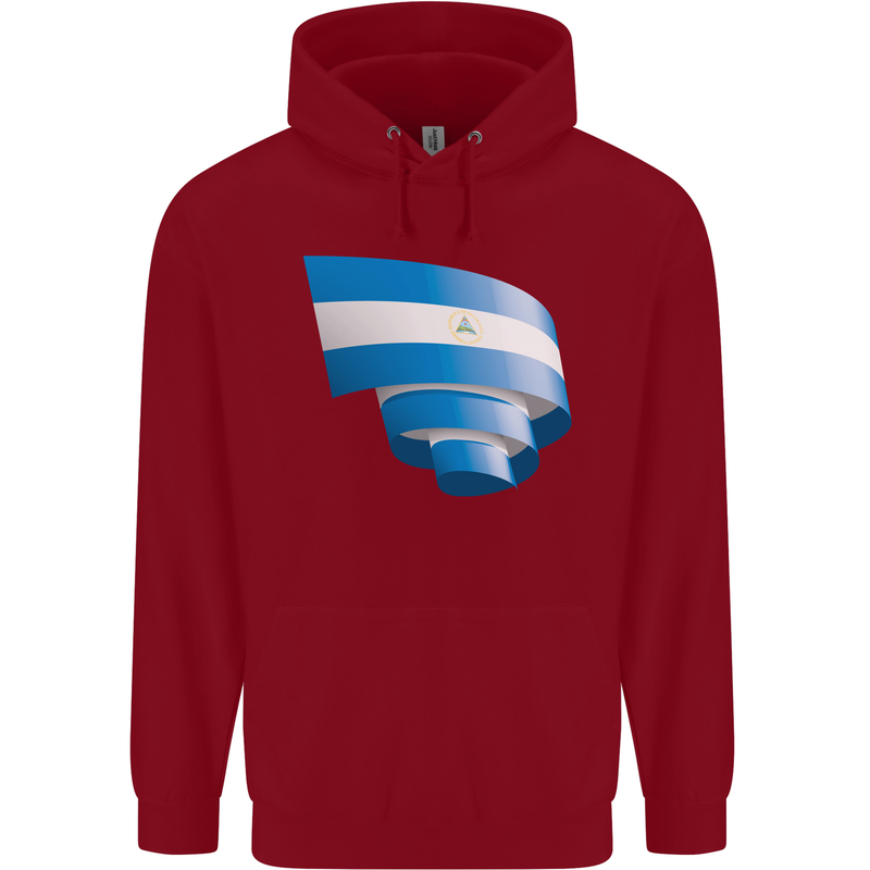 Curled Nicaragua Flag Nicaraguan Day Football Childrens Kids Hoodie Red