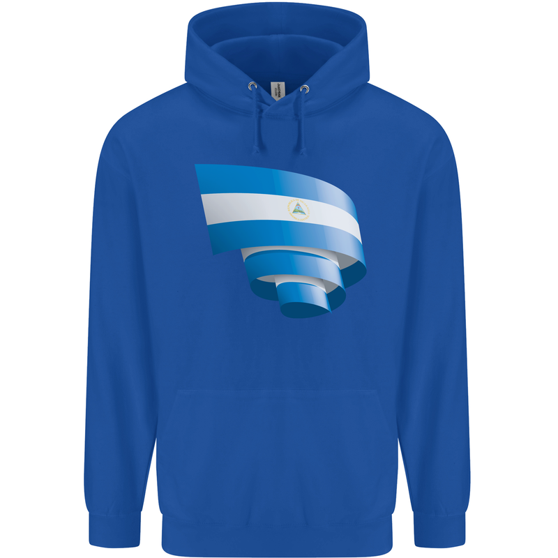 Curled Nicaragua Flag Nicaraguan Day Football Childrens Kids Hoodie Royal Blue