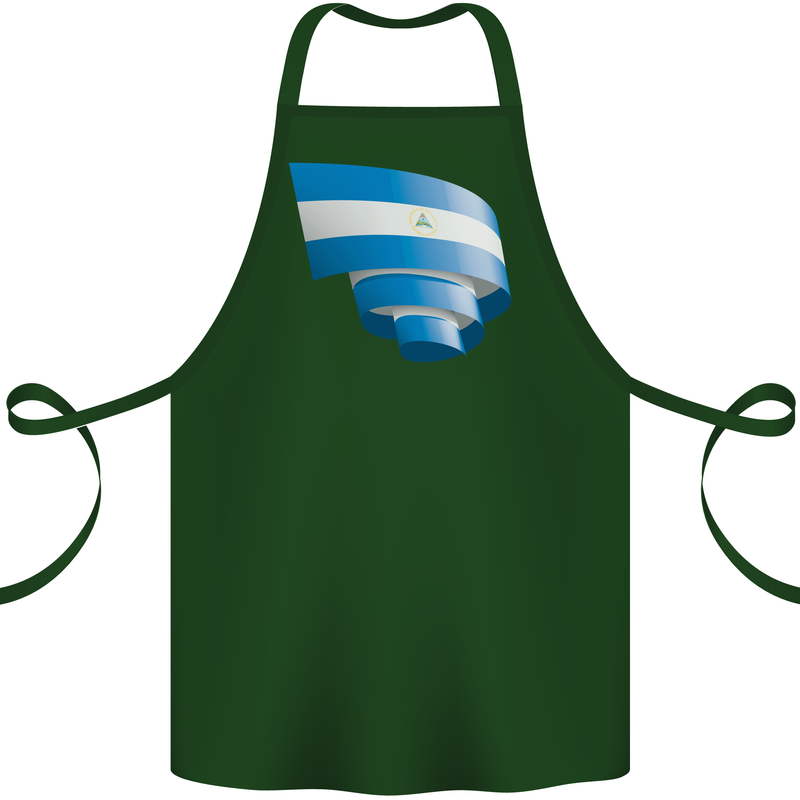 Curled Nicaragua Flag Nicaraguan Day Football Cotton Apron 100% Organic Forest Green