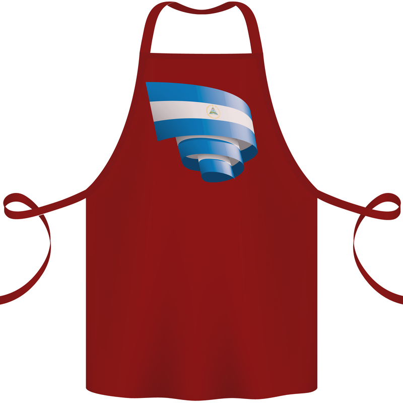 Curled Nicaragua Flag Nicaraguan Day Football Cotton Apron 100% Organic Maroon