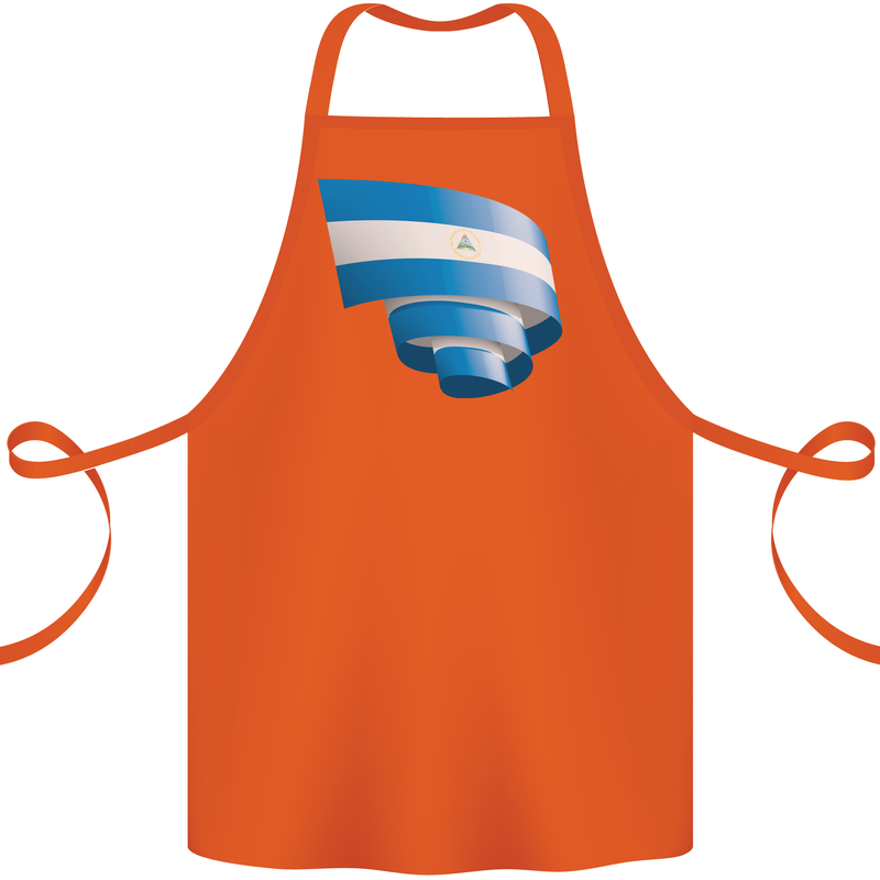 Curled Nicaragua Flag Nicaraguan Day Football Cotton Apron 100% Organic Orange