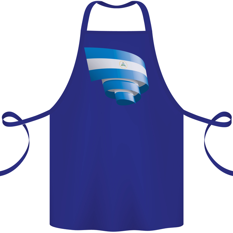 Curled Nicaragua Flag Nicaraguan Day Football Cotton Apron 100% Organic Royal Blue