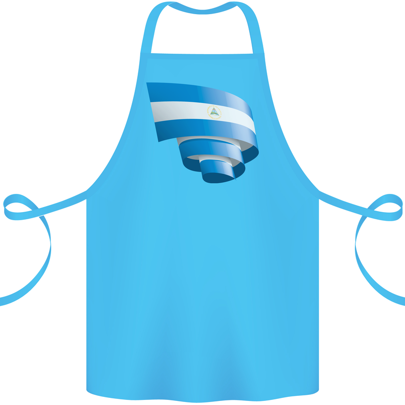 Curled Nicaragua Flag Nicaraguan Day Football Cotton Apron 100% Organic Turquoise