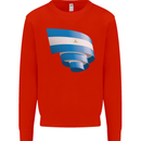 Curled Nicaragua Flag Nicaraguan Day Football Kids Sweatshirt Jumper Bright Red