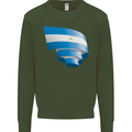 Curled Nicaragua Flag Nicaraguan Day Football Kids Sweatshirt Jumper Forest Green