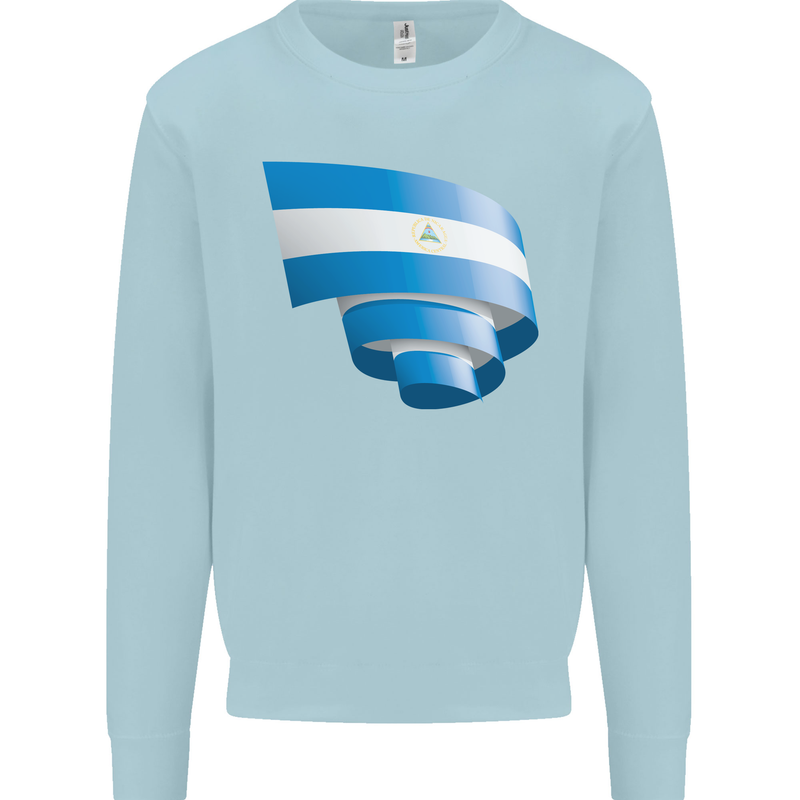 Curled Nicaragua Flag Nicaraguan Day Football Kids Sweatshirt Jumper Light Blue
