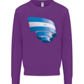 Curled Nicaragua Flag Nicaraguan Day Football Kids Sweatshirt Jumper Purple