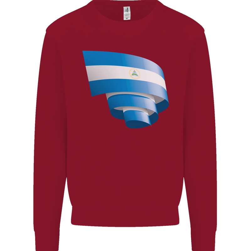 Curled Nicaragua Flag Nicaraguan Day Football Kids Sweatshirt Jumper Red