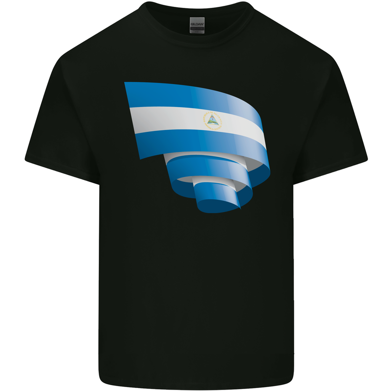 Curled Nicaragua Flag Nicaraguan Day Football Kids T-Shirt Childrens Black