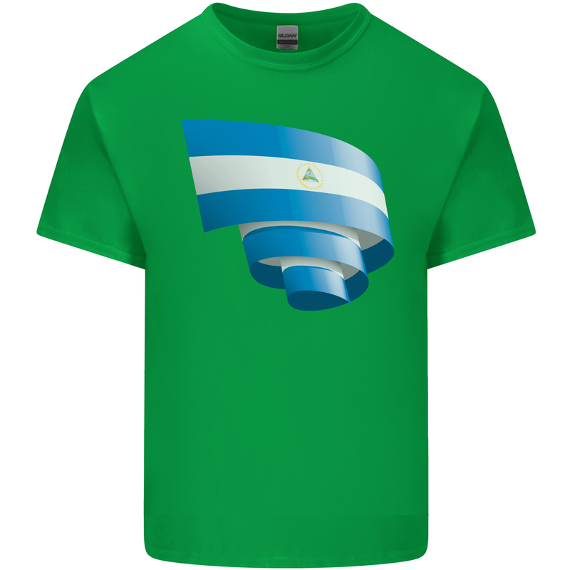 Curled Nicaragua Flag Nicaraguan Day Football Kids T-Shirt Childrens Irish Green