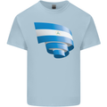 Curled Nicaragua Flag Nicaraguan Day Football Kids T-Shirt Childrens Light Blue