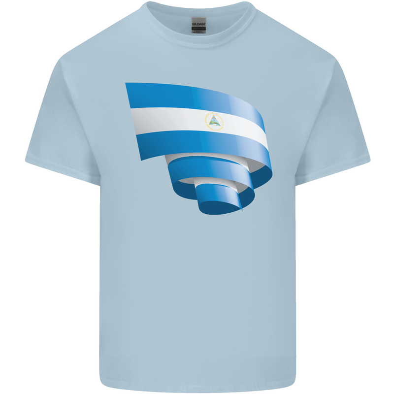 Curled Nicaragua Flag Nicaraguan Day Football Kids T-Shirt Childrens Light Blue