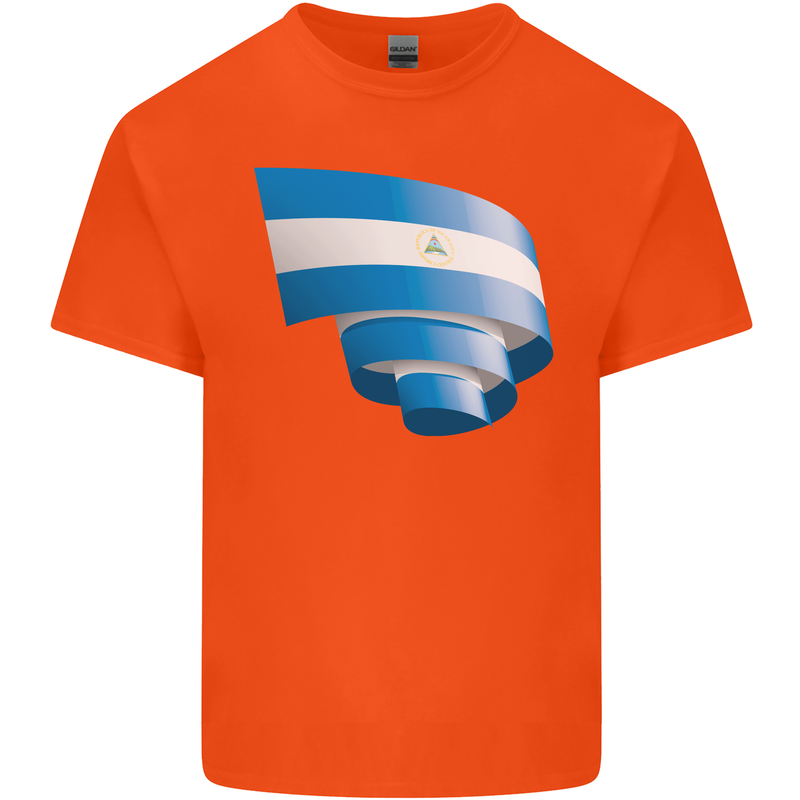 Curled Nicaragua Flag Nicaraguan Day Football Kids T-Shirt Childrens Orange