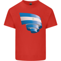 Curled Nicaragua Flag Nicaraguan Day Football Kids T-Shirt Childrens Red