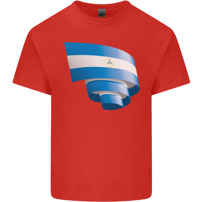 Curled Nicaragua Flag Nicaraguan Day Football Kids T-Shirt Childrens Red