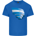 Curled Nicaragua Flag Nicaraguan Day Football Kids T-Shirt Childrens Royal Blue