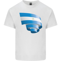 Curled Nicaragua Flag Nicaraguan Day Football Kids T-Shirt Childrens White