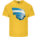 Curled Nicaragua Flag Nicaraguan Day Football Kids T-Shirt Childrens Yellow