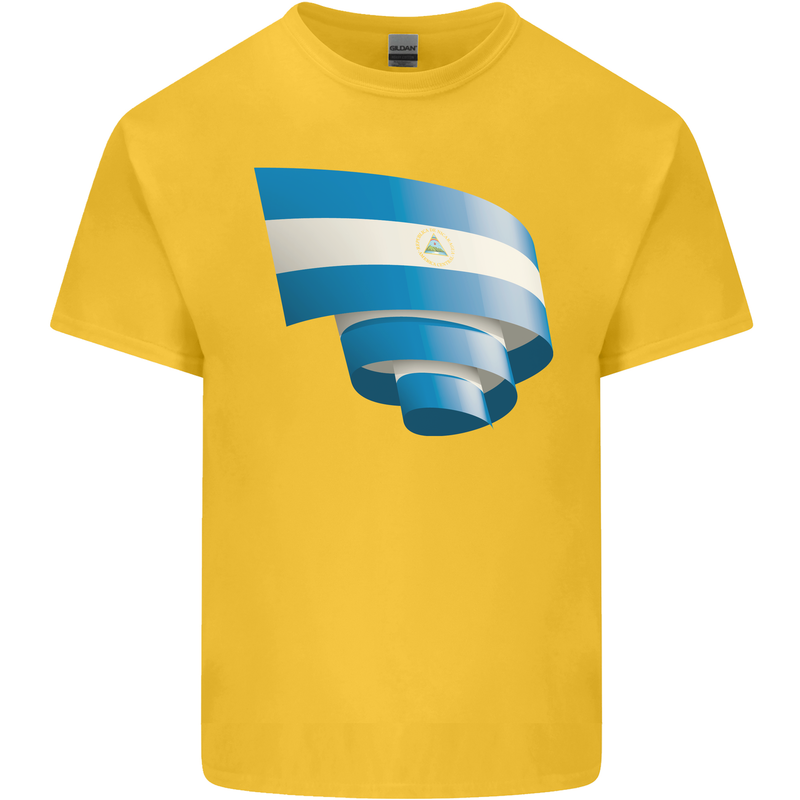 Curled Nicaragua Flag Nicaraguan Day Football Kids T-Shirt Childrens Yellow