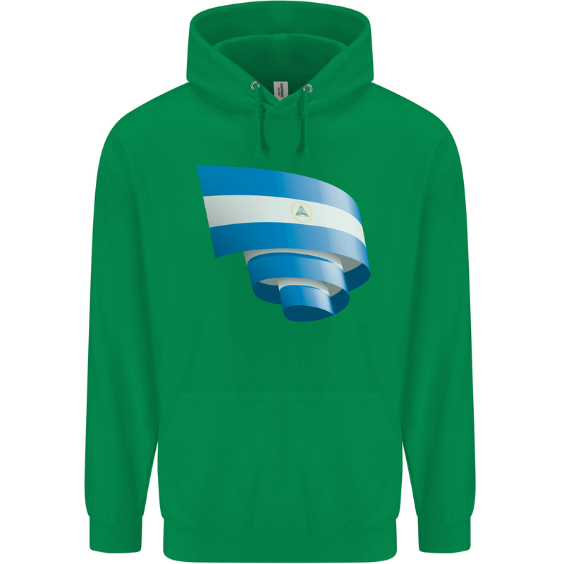 Curled Nicaragua Flag Nicaraguan Day Football Mens 80% Cotton Hoodie Irish Green