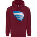 Curled Nicaragua Flag Nicaraguan Day Football Mens 80% Cotton Hoodie Maroon