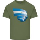 Curled Nicaragua Flag Nicaraguan Day Football Mens Cotton T-Shirt Tee Top Military Green