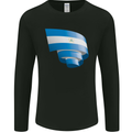 Curled Nicaragua Flag Nicaraguan Day Football Mens Long Sleeve T-Shirt Black