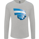 Curled Nicaragua Flag Nicaraguan Day Football Mens Long Sleeve T-Shirt Sports Grey