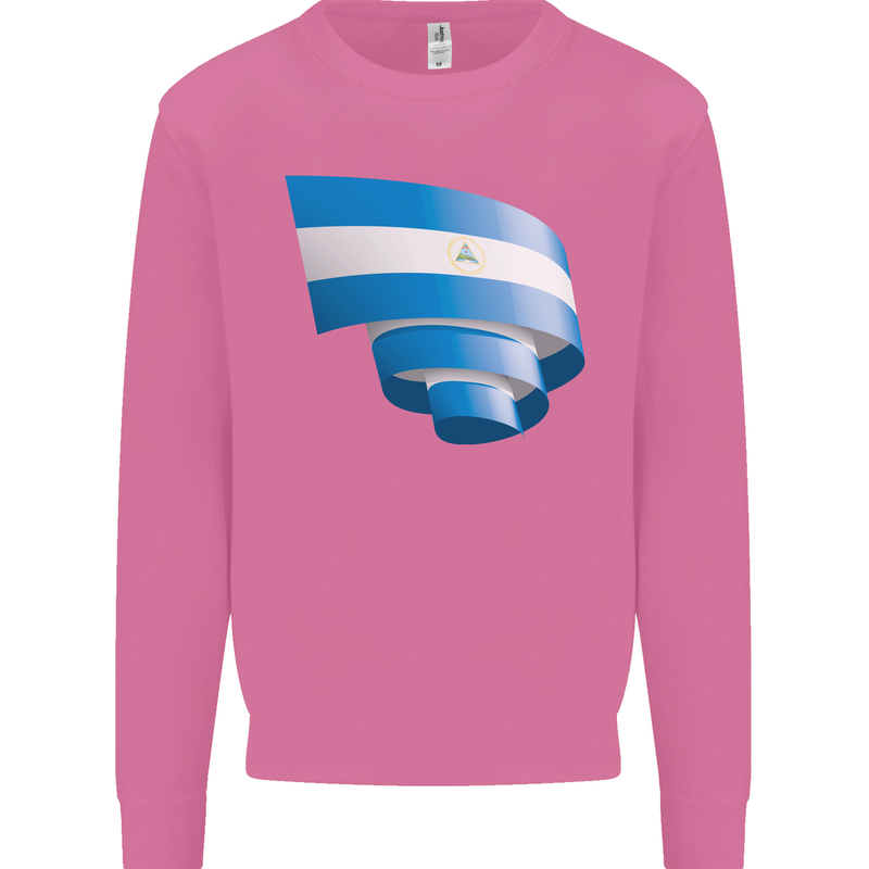 Curled Nicaragua Flag Nicaraguan Day Football Mens Sweatshirt Jumper Azalea