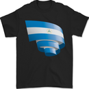 Curled Nicaragua Flag Nicaraguan Day Football Mens T-Shirt 100% Cotton Black