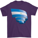 Curled Nicaragua Flag Nicaraguan Day Football Mens T-Shirt 100% Cotton Purple