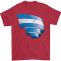 Curled Nicaragua Flag Nicaraguan Day Football Mens T-Shirt 100% Cotton Red