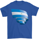 Curled Nicaragua Flag Nicaraguan Day Football Mens T-Shirt 100% Cotton Royal Blue