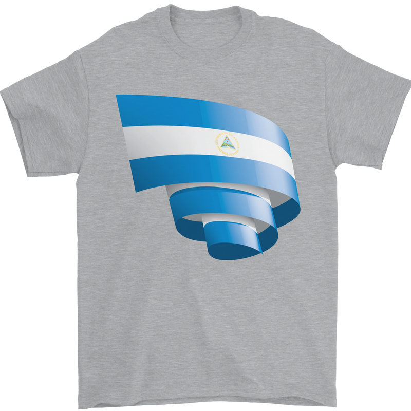 Curled Nicaragua Flag Nicaraguan Day Football Mens T-Shirt 100% Cotton Sports Grey