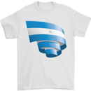 Curled Nicaragua Flag Nicaraguan Day Football Mens T-Shirt 100% Cotton White