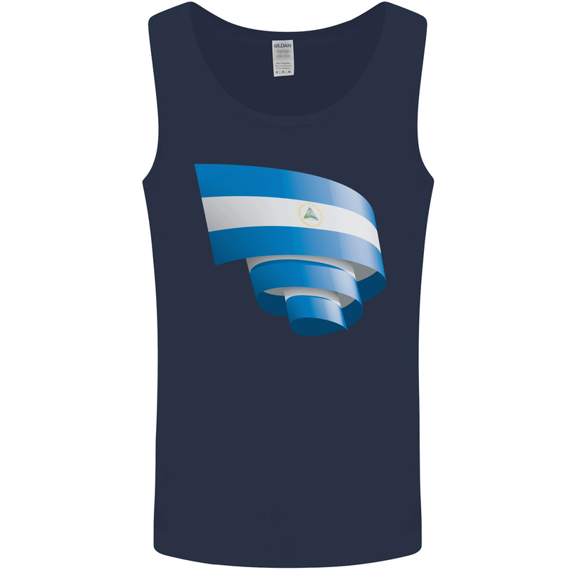Curled Nicaragua Flag Nicaraguan Day Football Mens Vest Tank Top Navy Blue