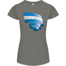 Curled Nicaragua Flag Nicaraguan Day Football Womens Petite Cut T-Shirt Charcoal