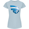 Curled Nicaragua Flag Nicaraguan Day Football Womens Petite Cut T-Shirt Light Blue