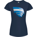 Curled Nicaragua Flag Nicaraguan Day Football Womens Petite Cut T-Shirt Navy Blue