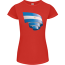 Curled Nicaragua Flag Nicaraguan Day Football Womens Petite Cut T-Shirt Red