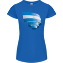 Curled Nicaragua Flag Nicaraguan Day Football Womens Petite Cut T-Shirt Royal Blue