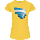 Curled Nicaragua Flag Nicaraguan Day Football Womens Petite Cut T-Shirt Yellow