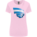 Curled Nicaragua Flag Nicaraguan Day Football Womens Wider Cut T-Shirt Light Pink