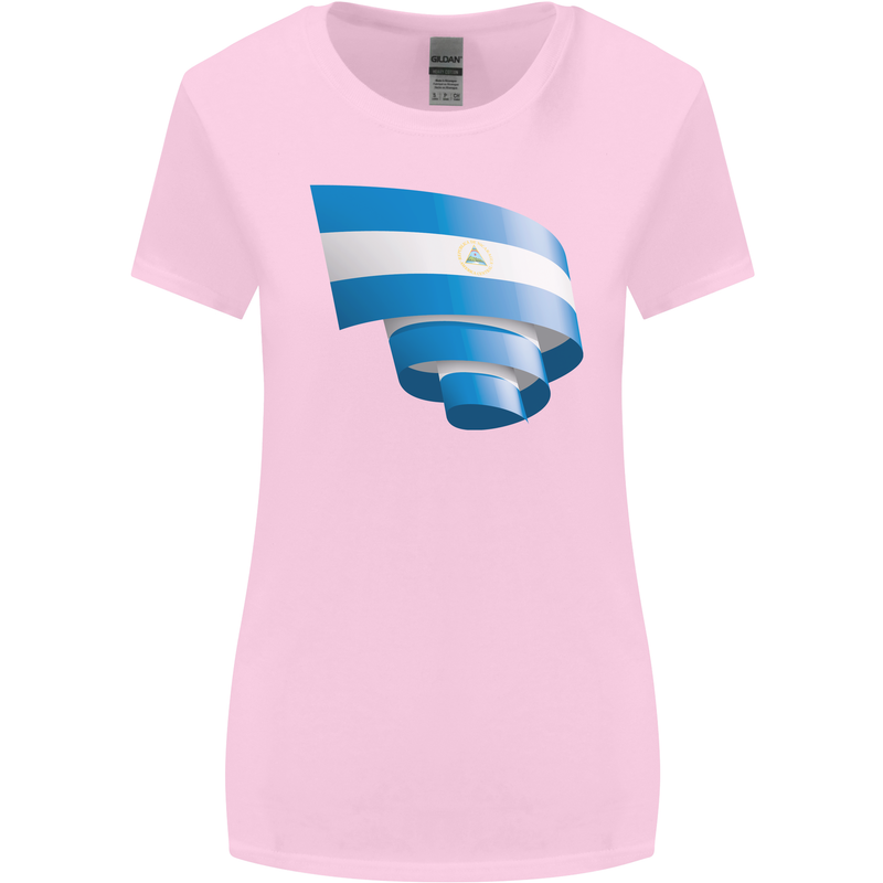 Curled Nicaragua Flag Nicaraguan Day Football Womens Wider Cut T-Shirt Light Pink