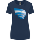 Curled Nicaragua Flag Nicaraguan Day Football Womens Wider Cut T-Shirt Navy Blue