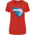 Curled Nicaragua Flag Nicaraguan Day Football Womens Wider Cut T-Shirt Red
