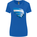 Curled Nicaragua Flag Nicaraguan Day Football Womens Wider Cut T-Shirt Royal Blue