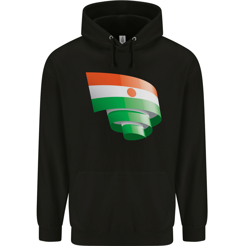 Curled Niger Flag Nigerien Day Football Childrens Kids Hoodie Black