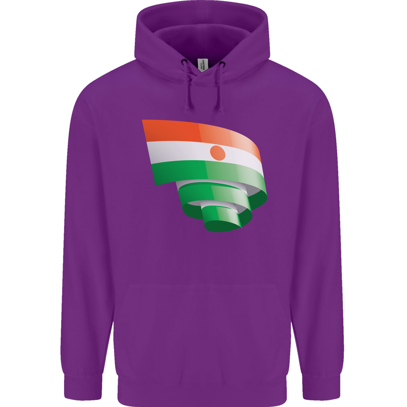 Curled Niger Flag Nigerien Day Football Childrens Kids Hoodie Purple
