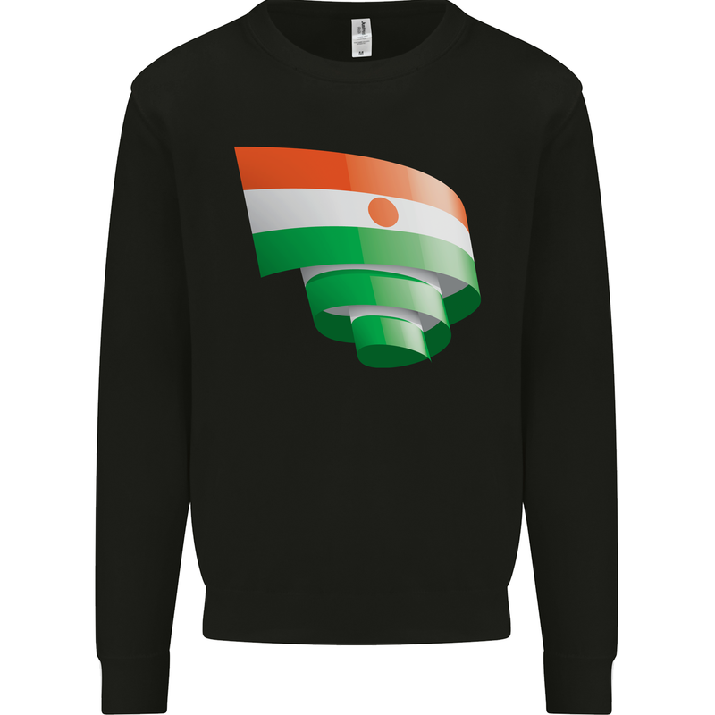 Curled Niger Flag Nigerien Day Football Kids Sweatshirt Jumper Black